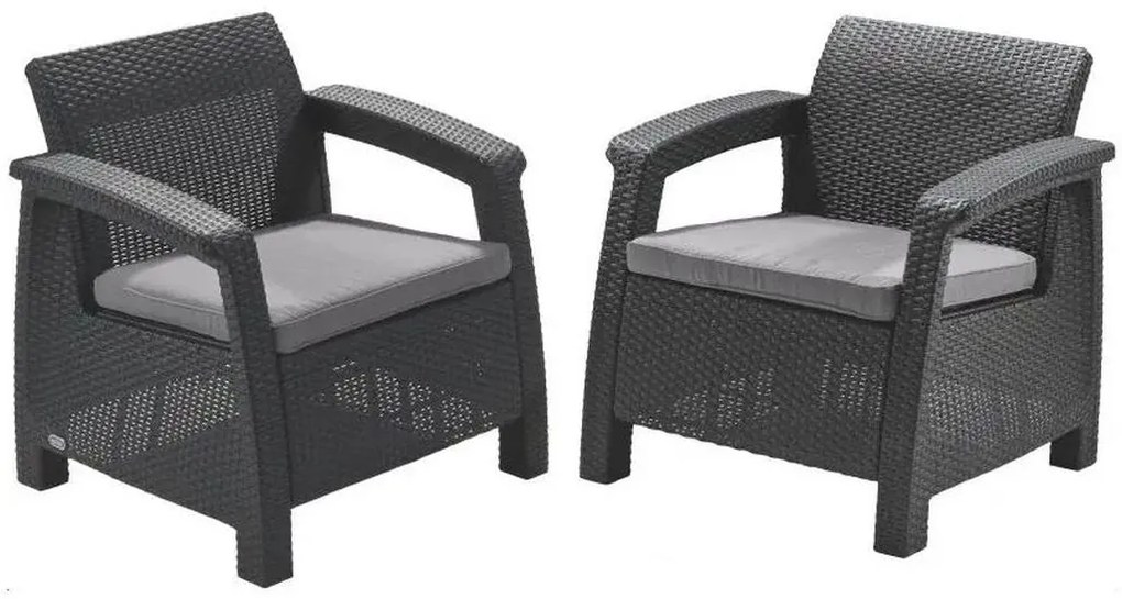 ALLIBERT CORFU DUO SET Kreslo 2 ks, 75 x 70 x 79cm, grafit/sivá 17197993