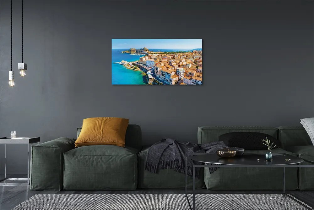 Obraz na plátne Grécko Morské pobreží mesto 125x50 cm