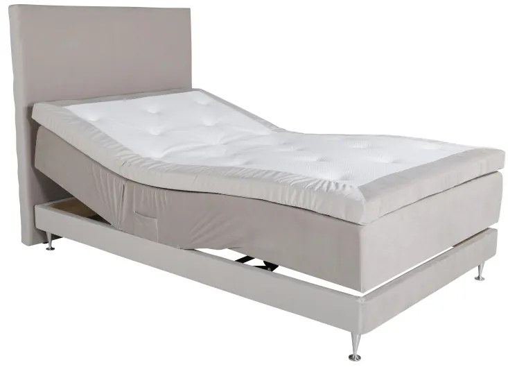 Vansbro 120 polohovateľná boxspring posteľ béžový zamat čelo Alvik