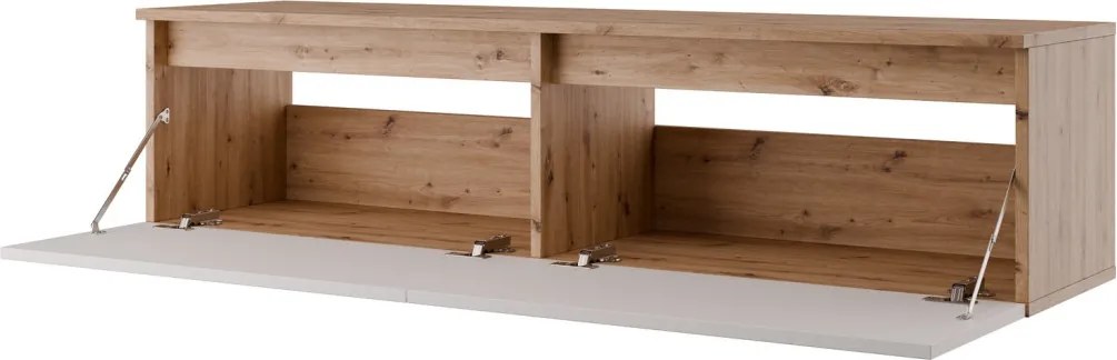 Závesná TV skrinka Asko Living, 135 cm, dub artisan/biela