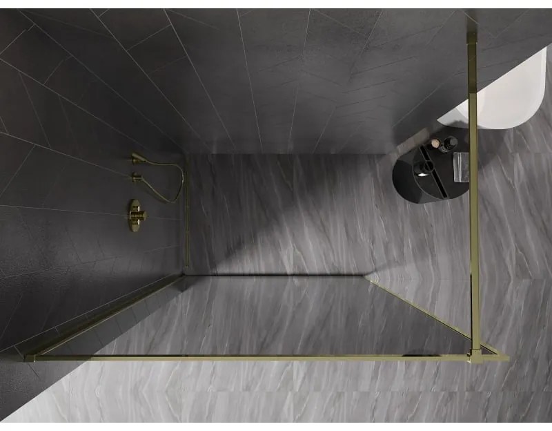 Mexen, Mexen Kioto-XF sprchová stena s rámom 100 x 202 cm, grafit 10 mm, zlatá - 800-100-104-50-40-X