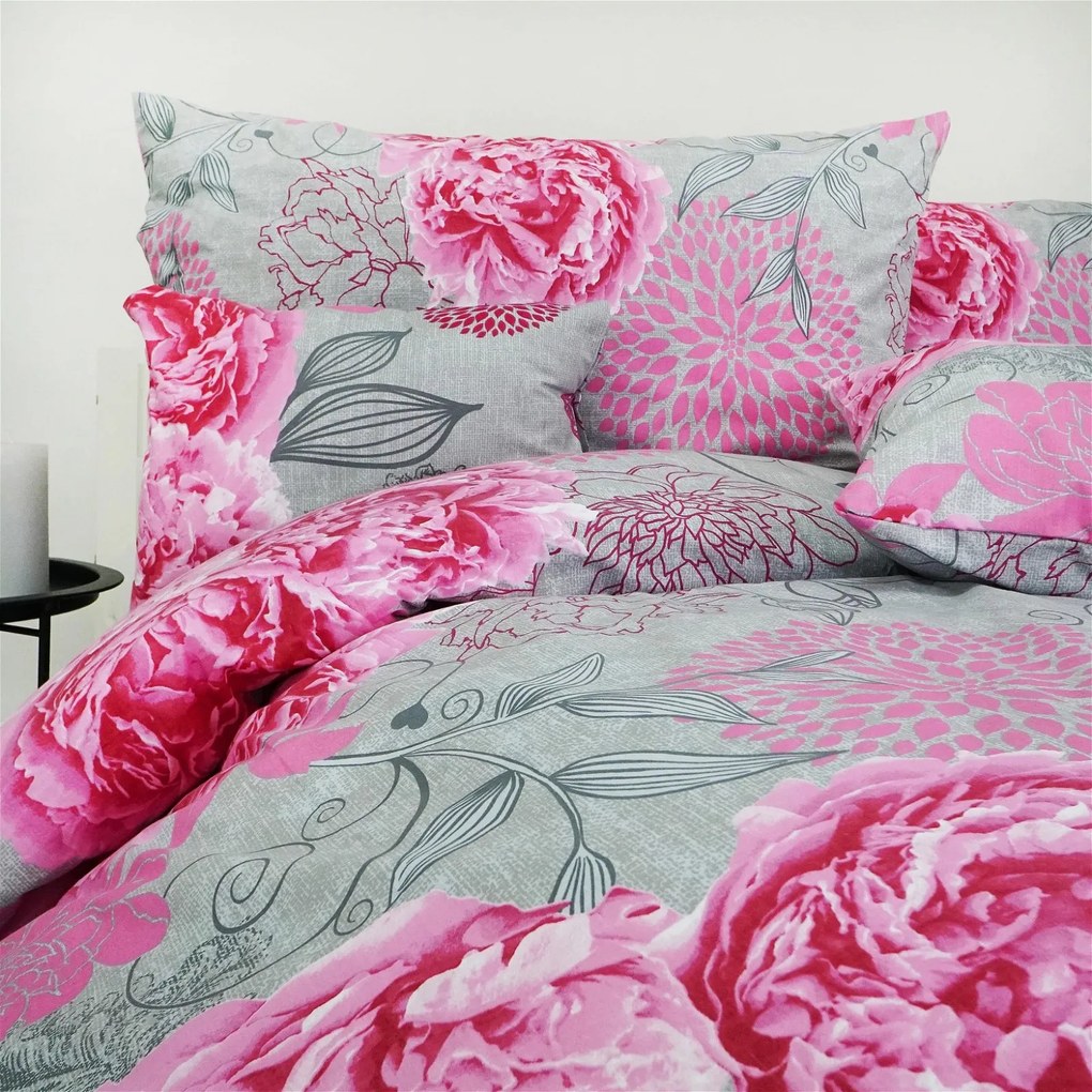 Obliečky bavlnené Home sivé EMI: Štandardný set jednolôžko obsahuje 1x 140x200 + 1x 70x90