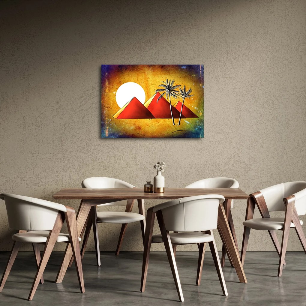 Obraz maľovaných egyptských pyramíd (70x50 cm)