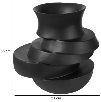 Váza 38x33x36 cm zo živice/matná čierna
