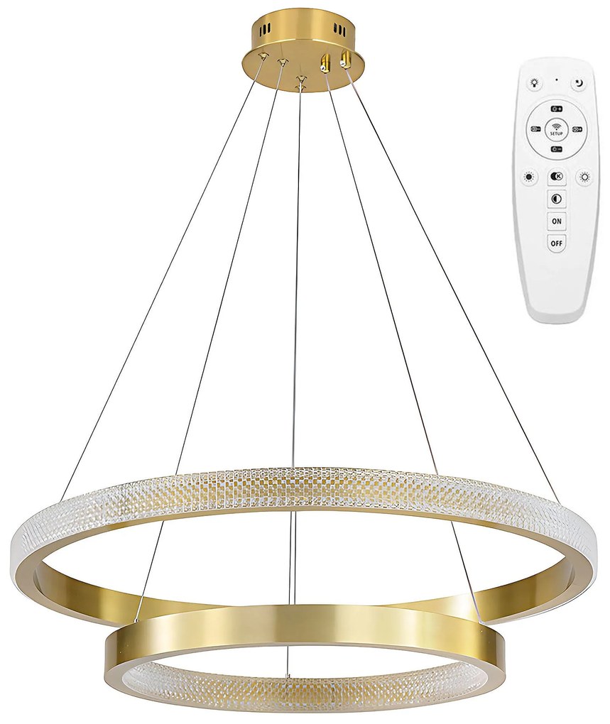 Toolight Toolight, LED stropné svietidlo 60cm, 55W, 3500lm + diaľkové ovládanie, APP1772-CP, zlatá matná, OSW-06351