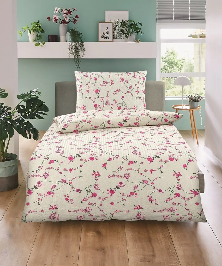 Krepové obliečky FLORAL CREAM krémové Rozmer obliečky: 70 x 90 cm | 140 x 200 cm