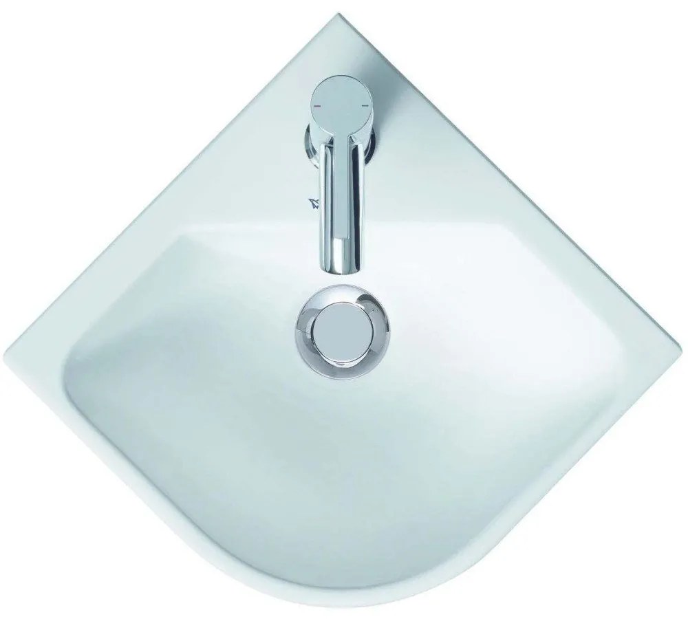 DURAVIT ME by Starck závesné rohové umývadielko s otvorom, s prepadom, 435 x 380 mm, biela, 0722430000