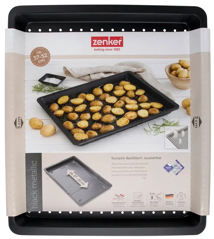 Perforovaný nastaviteľný plech na pečenie Zenker Black, 37 - 52 x 33 cm