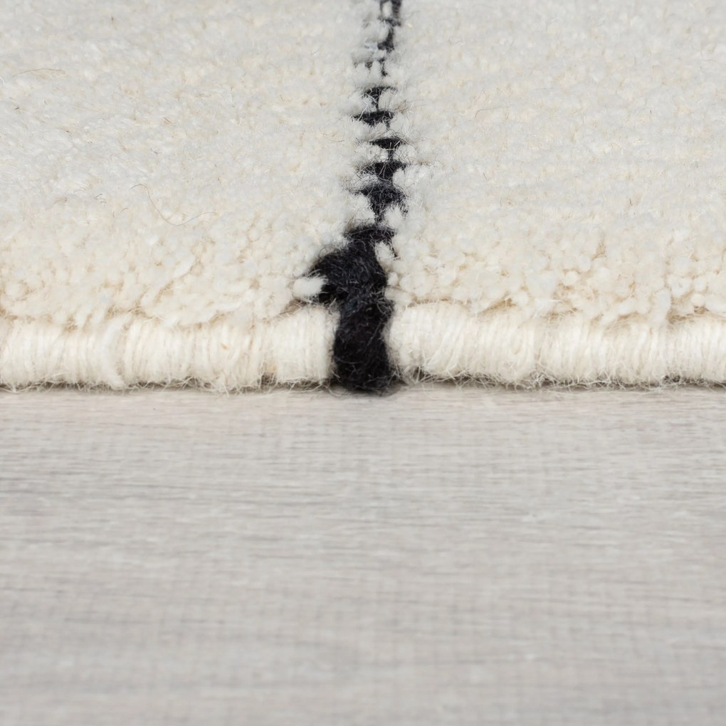 Kusový koberec Dottie Linear Black/White, 200x290, biela, viacfarebná, obývacia izba, Flair Rugs