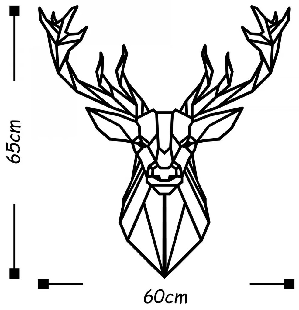 Kovová dekorácia na stenu Jelen 60x65 cm čierna