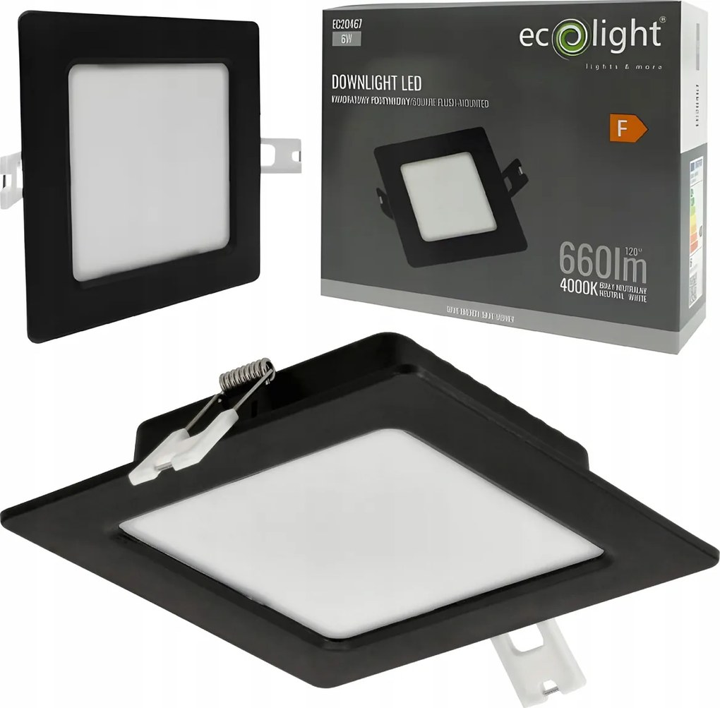 LED panelové stropné svietidlo do zapustenej montáže 6W, zapustené, čierne štvorcové, 4000K