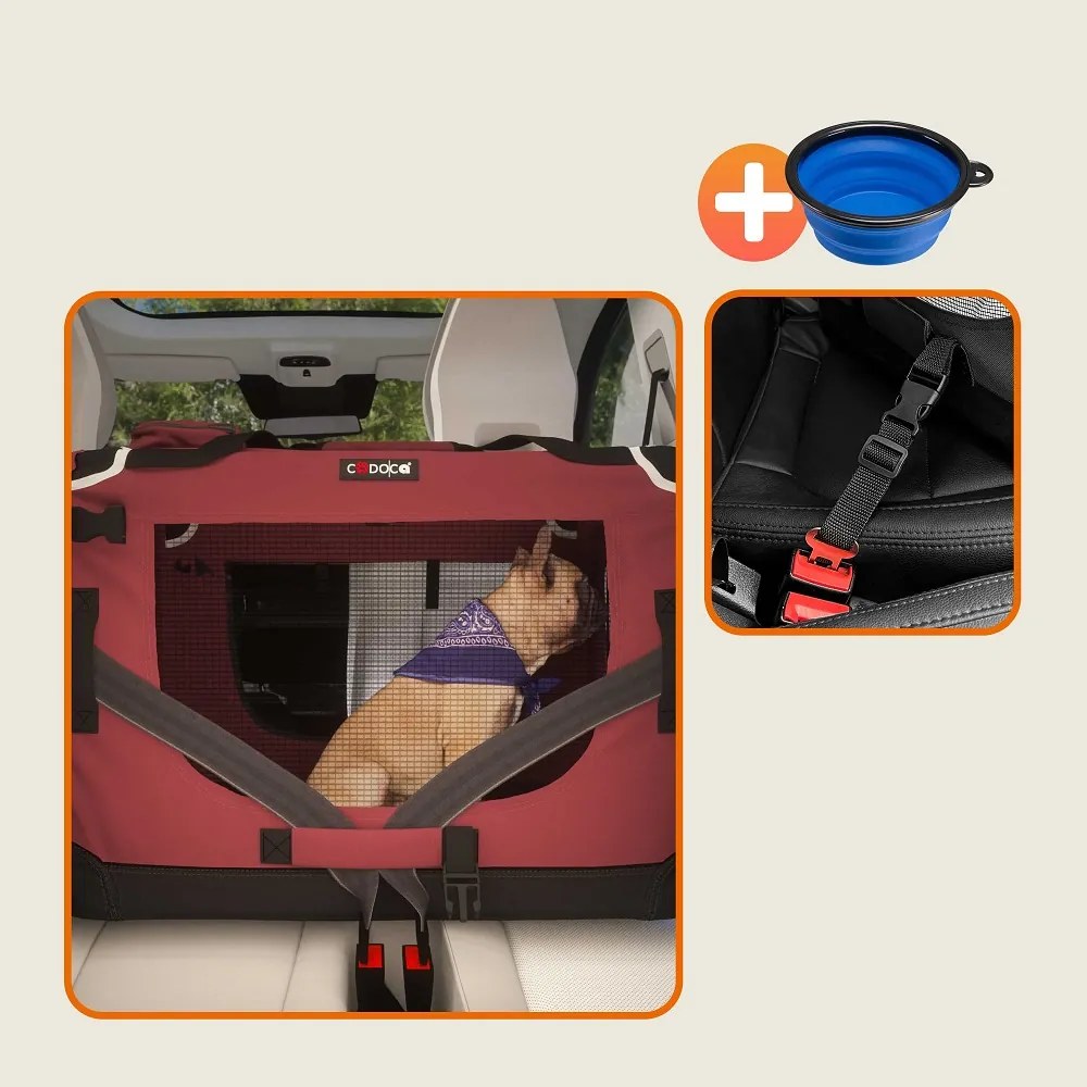 Prepravná taška pre psy a mačky ELI, 60x42x42cm, tmavočervená Cadoca