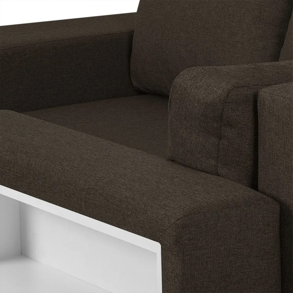 Rozkládací rohová sedací souprava MODO3 + 2 Taburety Hnědá