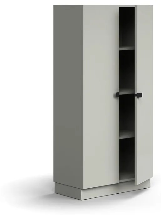 Skriňa QBUS, 3 police, so soklom, s madlom, 1636x800x420 mm, svetlošedá