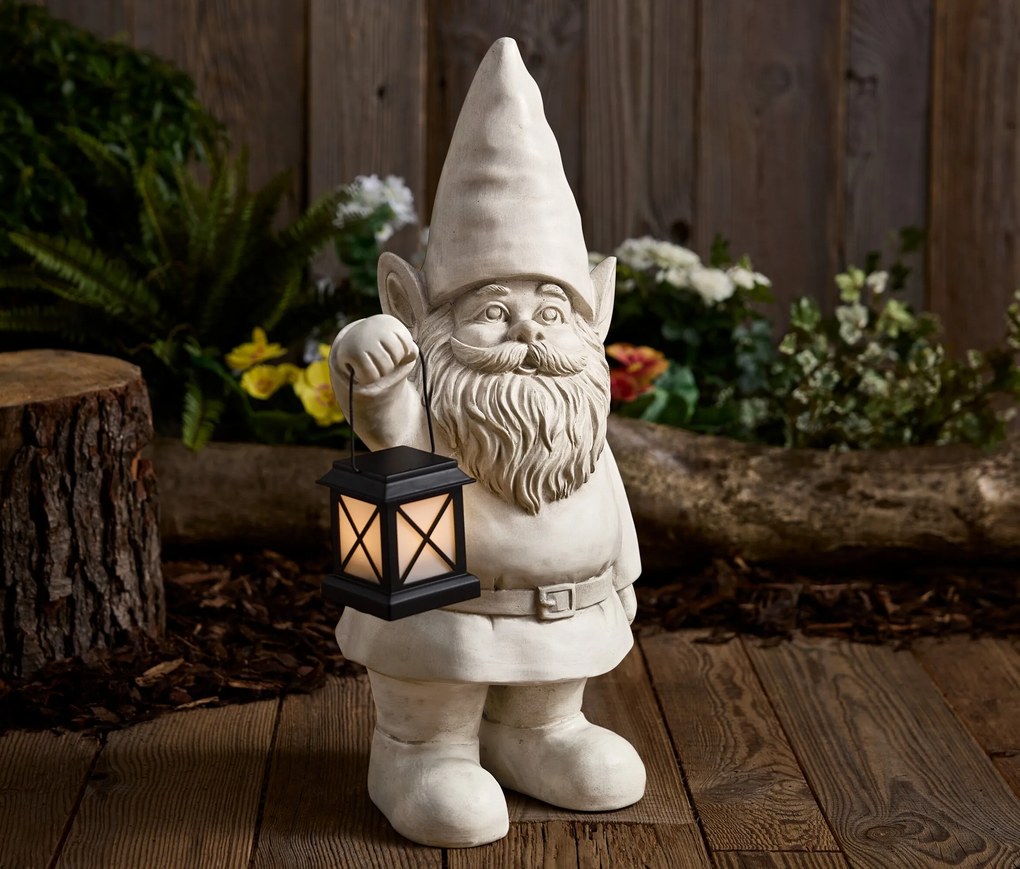 Záhradný trpaslík s LED lampášom