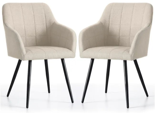 Sada dvoch jedálenských stoličiek LUXANO béžové / čierne nohy (2 ks)