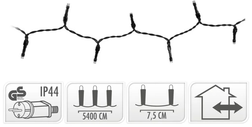 Vánoční světelný LED řetěz Decor 5,4 m studená bílá