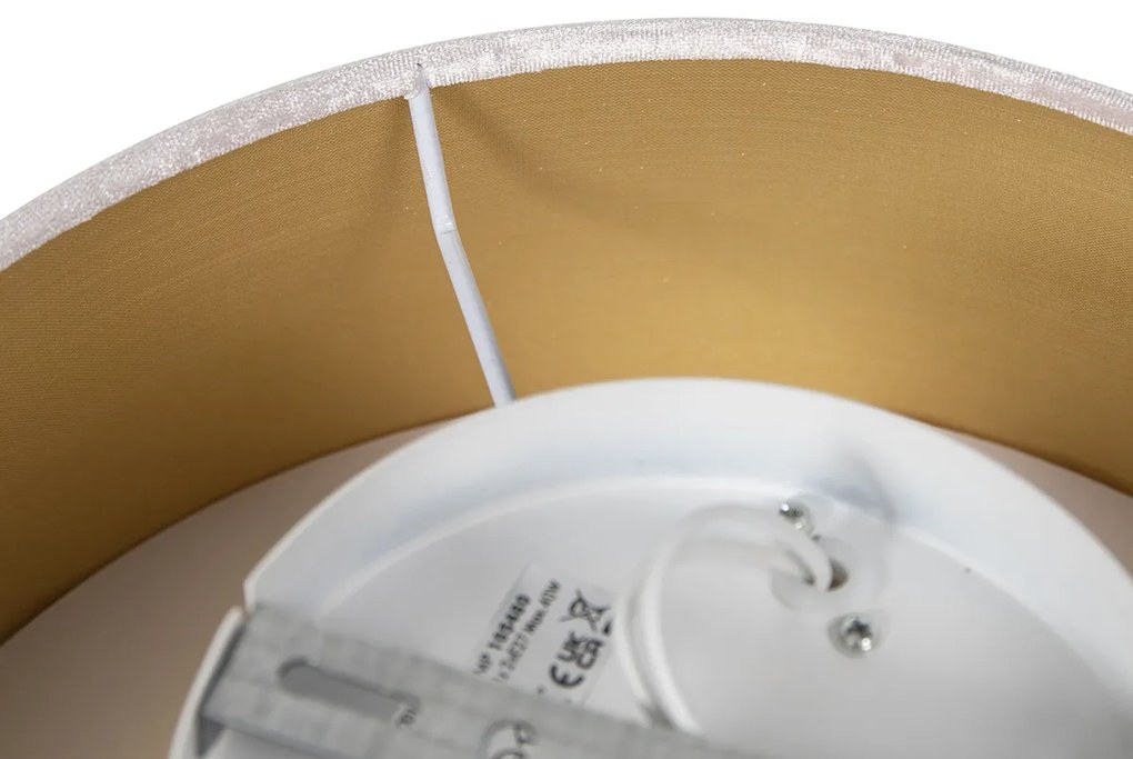 Moderné stropné svietidlo ružové 30 cm so zlatým vnútrom - Drum