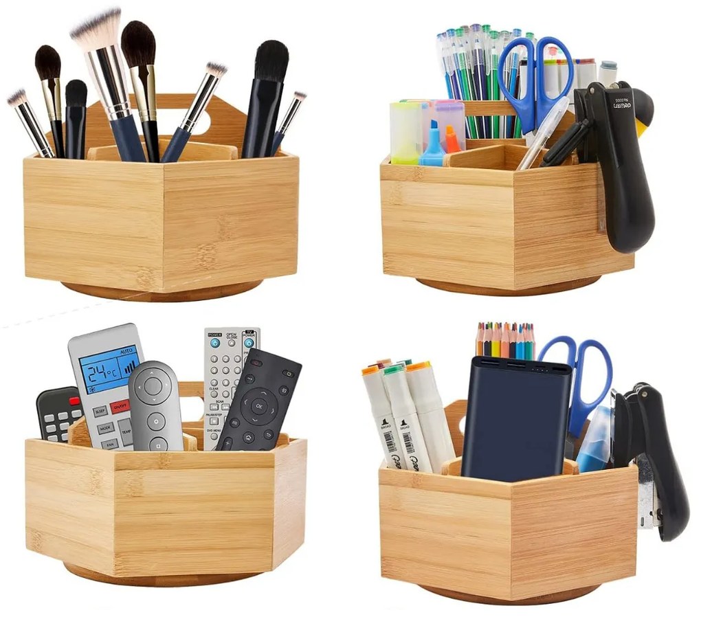 5Five® Otočný bambusový organizér s priehradkami, ROTA, pr. 22 x 12,5 cm