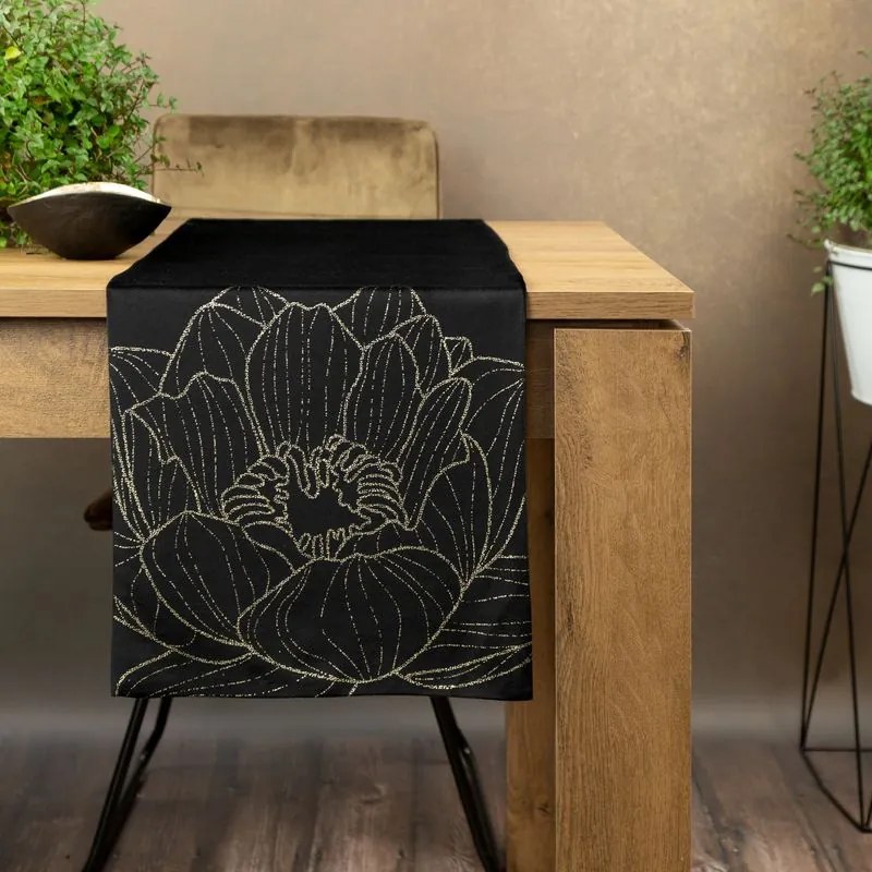 Dekorstudio Elegantný zamatový behúň na stôl BLINK 13 čierny Rozmer behúňa (šírka x dĺžka): 35x140cm