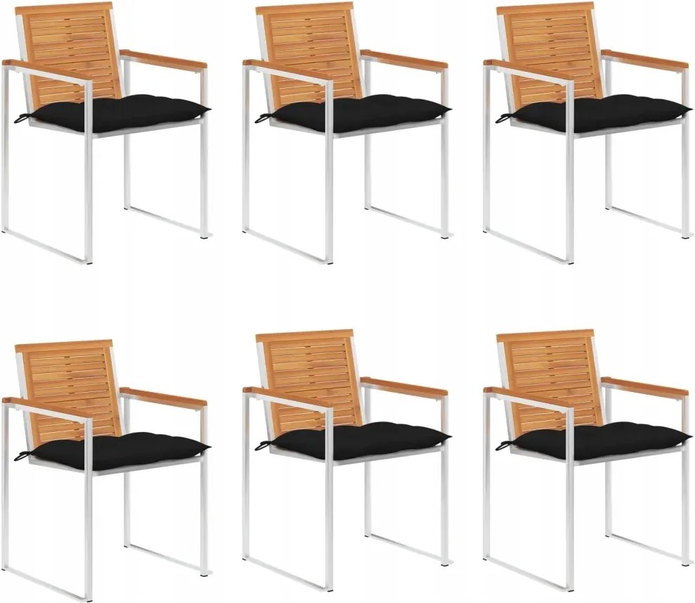 vidaXL Záhradné stoličky 6 ks s podložkami akáciový masív