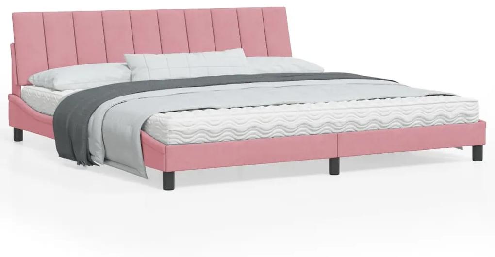 Rám postele s čelom ružový 200x200 cm zamat 3207872