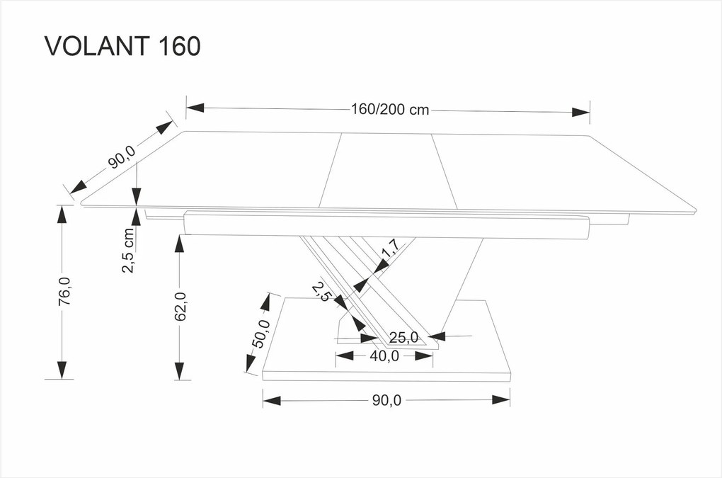 Rozkládací jídelní stůl Volant 160/200 cm dub zlatý/černý mramor