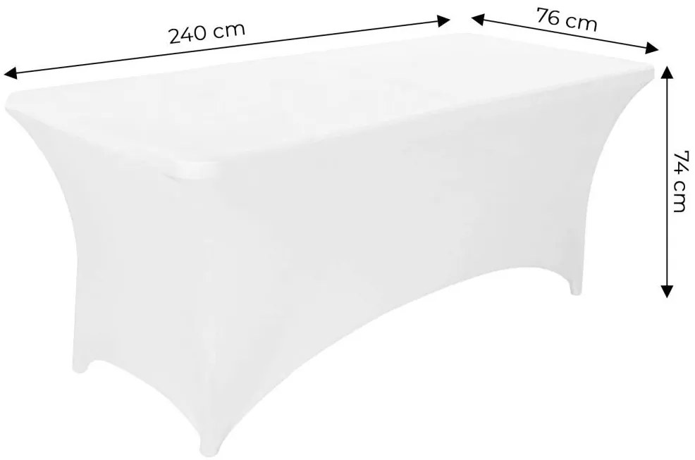 Biely elastický obrus na cateringový stôl 240 cm