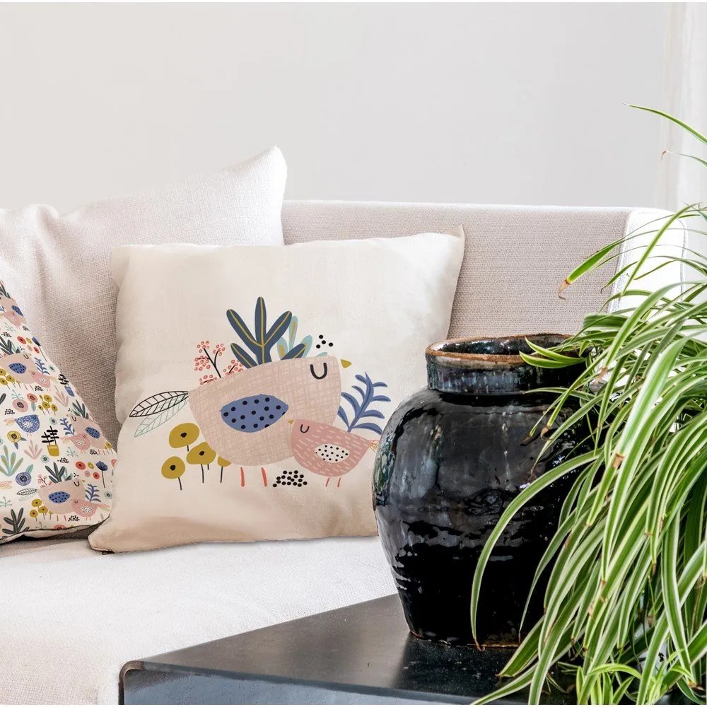 Vankúš Butter Kings z bavlny Bird Family, 45 x 45 cm