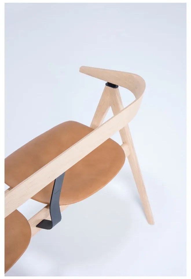 Lavica z dubového dreva s koženým sedadlom Gazzda Ava