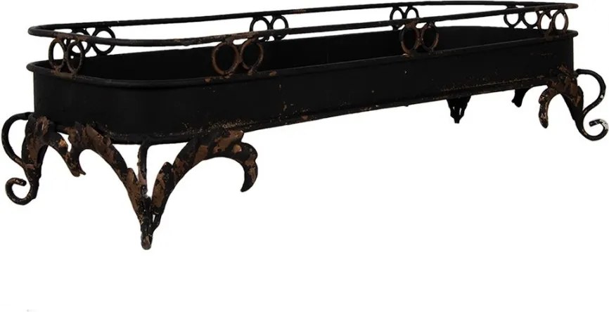 Čierny antik kovový dekoračný podnos Dorothée - 55*20*14 cm