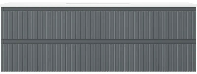 Mexen Rivel, kúpeľňová skrinka 140 cm s umývadlom Otis, 2 zásuvky, drážkovaná, grafitová matná/biela matná, 91A20-14047-2-BFF66-W18M