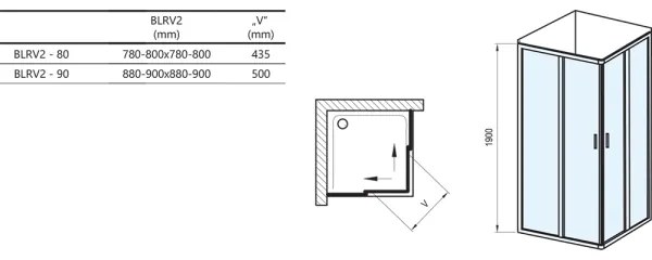 Ravak 1LV40100ZG - Rohový štvordielny sprchový kút BLIX 80x80 cm biely