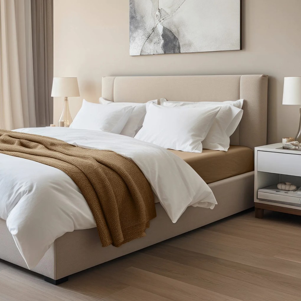 JERSEY PRESTIERADLO 200X220 CM, VÝŠKA 30 CM HNEDÉ