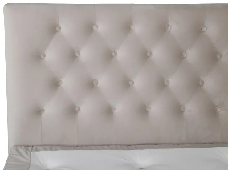 Vansbro 120 polohovateľná boxspring posteľ béžový zamat čelo Furuvik