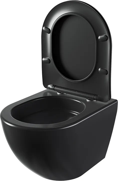 BPS-koupelny Závesná WC misa so SoftClose sedadlom HYD-4669, čierna matná