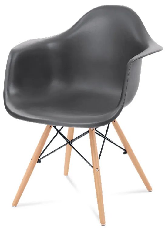 Jedálenská stolička s tvarovaným plastovým sedákom sivá