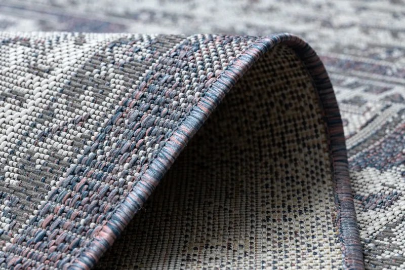 Dywany Łuszczów, Kusový koberec Sion Sisal Ornament 2832 blue/pink/ecru – na von aj na doma, 80x150, šedá, chodba / predsieň