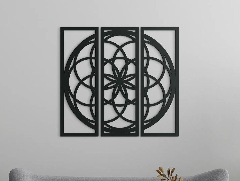 drevko Rodinná mandala na stenu Rozmer obrazu: 44,5 x 48 cm, Farba dekorácie: Čierna
