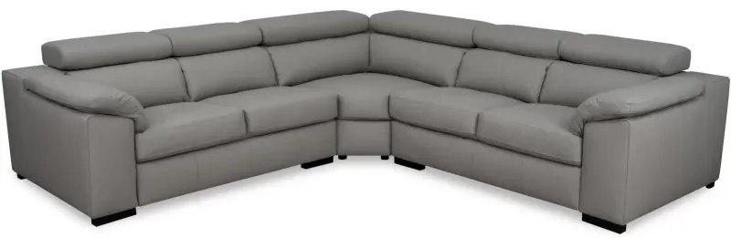 Kožená rohová sedacia súprava LOREN II XL, sivá (madras - 128 grey)