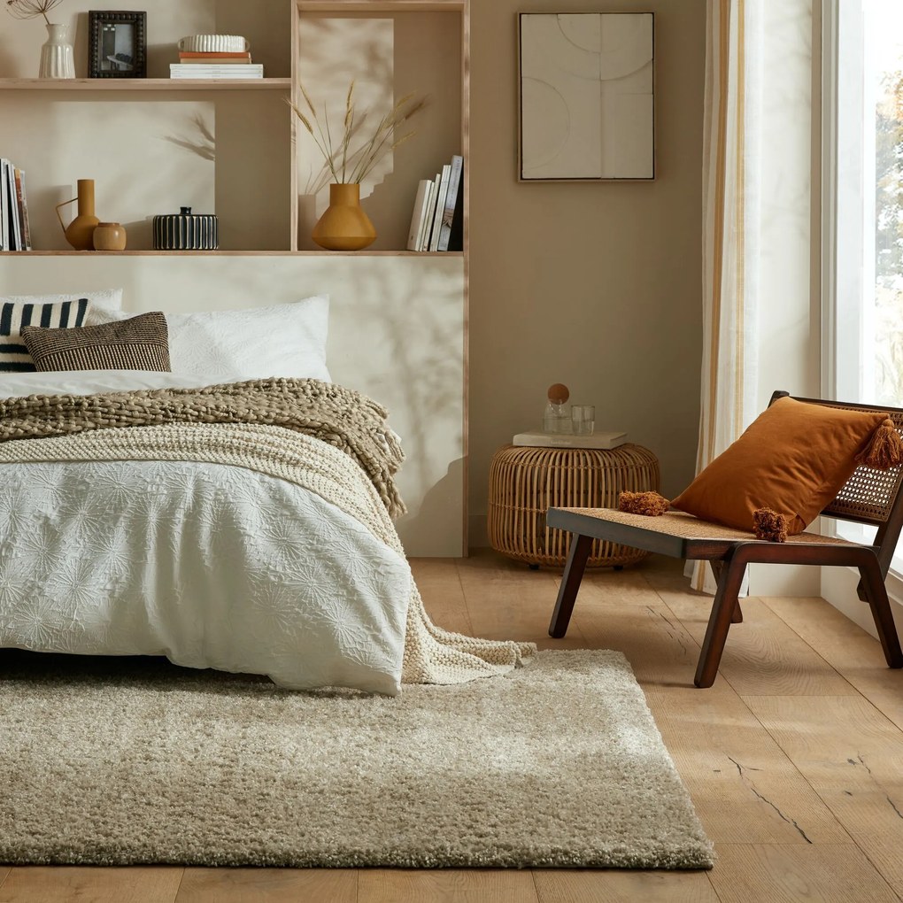 Flair Rugs, Kusový koberec Shaggy Teddy Natural, 140x200, béžová, obývacia izba