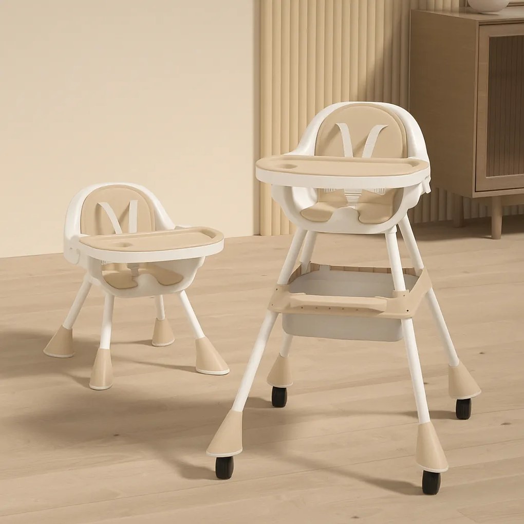 Stolička na kŕmenie 3v1 béžová + 2 darčeky ZDARMA