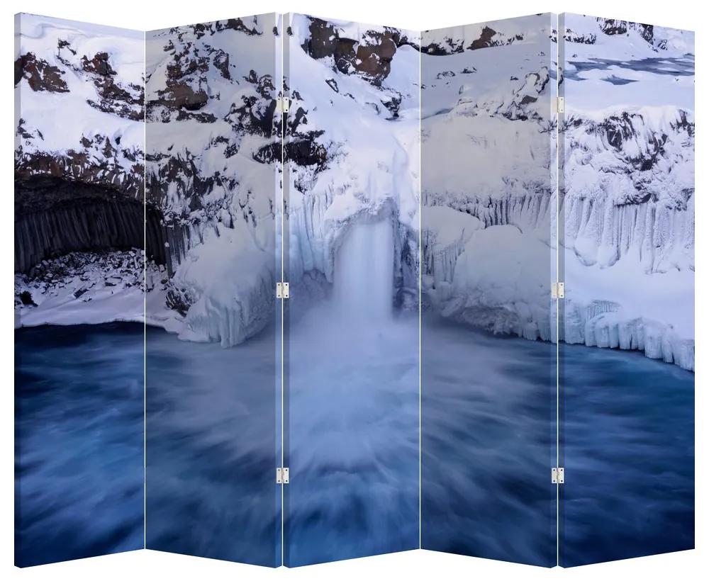 Paraván - Vodopád v zime (210x170 cm)
