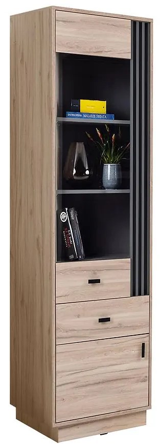 Vitrína Allmo AL3 dub estana svetlý/antracit