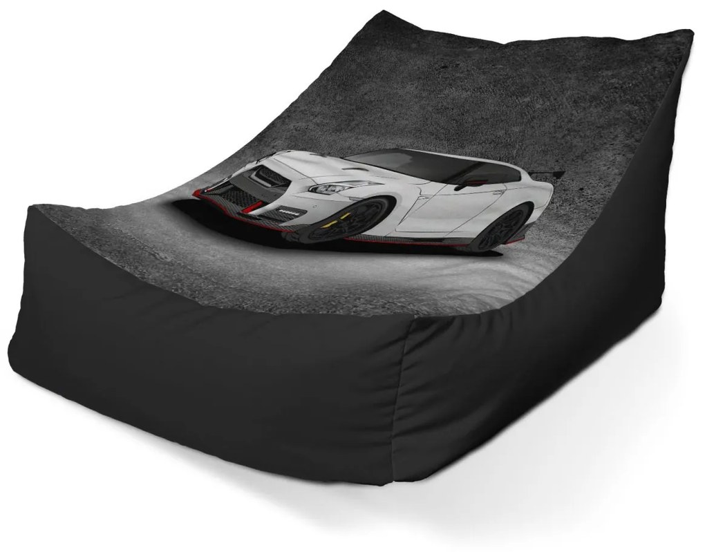 Sablio Sedací vak Lounge Nissan GTR 35 Sivý - 80 x 95 x 50 cm