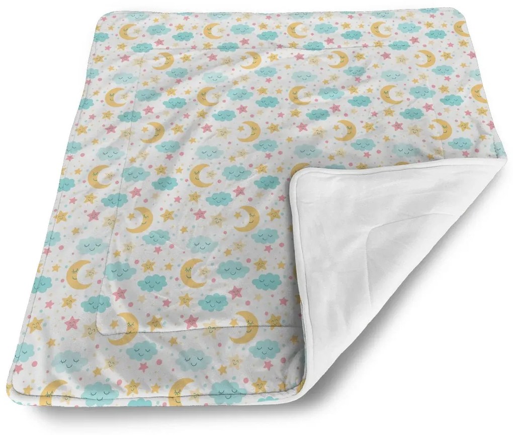 Sablio Deka pre bábätko Mesiac a modré obláčiky - 80x100 cm
