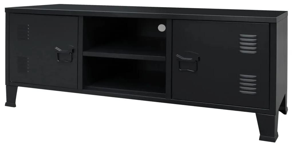vidaXL Skrinka na TV kovová industriálny štýl 120x35x48 cm čierna
