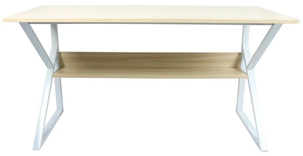 Tempo Kondela Písací stôl s policou, dub prírodný/biela, TARCAL 140