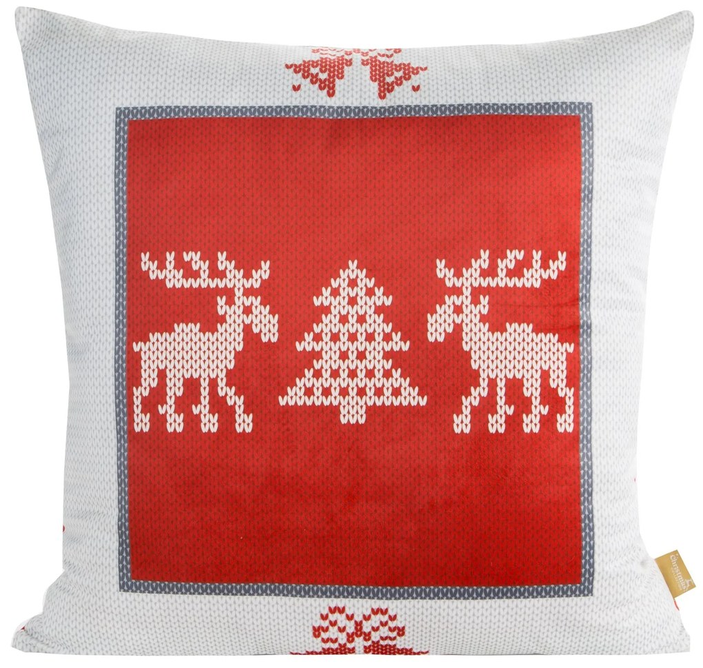 VIANOČNÁ DEKORAČNÁ OBLIEČKA NA VANKÚŠ REINDEER 1KS 60X60 CM VZOROVANÁ