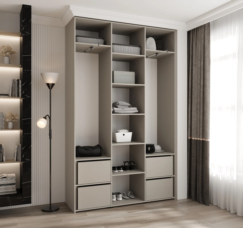 Šatníková skriňa 150 cm Carmela 40-4 (kašmír + čierna). Akcia -20%. Vlastná spoľahlivá doprava až k Vám domov. 1126655